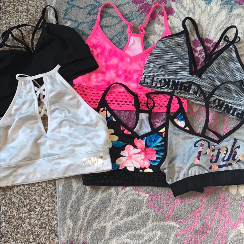 6-Vs Pink size large Sport bras